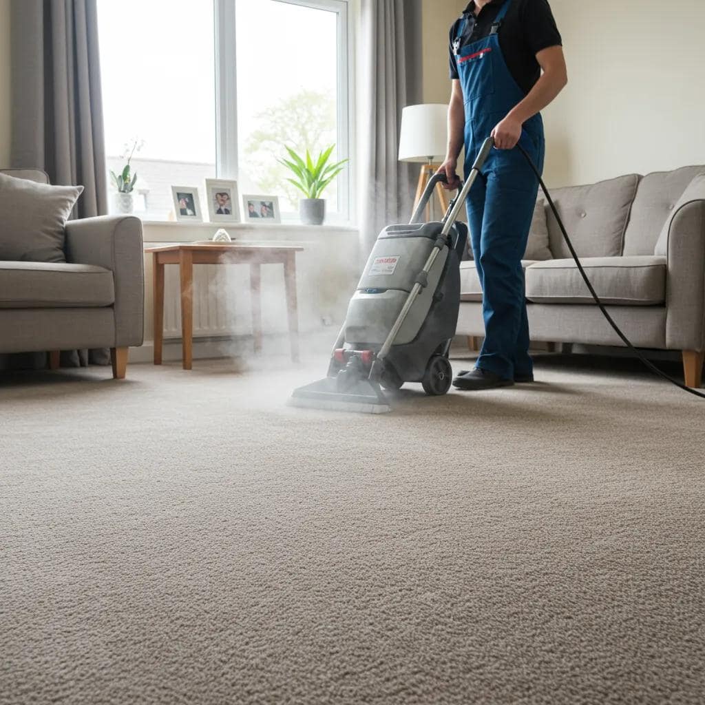 Before and after carpet cleaning